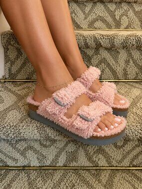 Papillio Arizona Teddy Shearling Platform Flat Sandals Birkenstock 42 11 - 11.5
